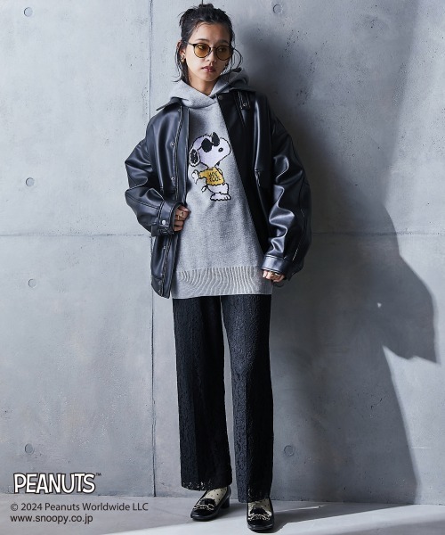 「PEANUTS」 プルオーバーパーカー 4L グレー レディース_画像7