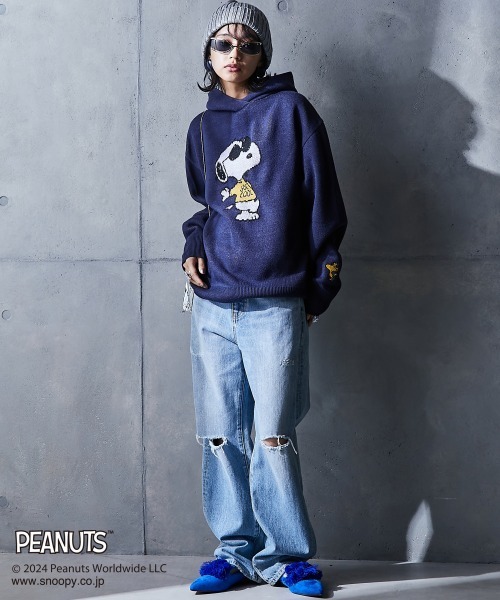 「PEANUTS」 プルオーバーパーカー 4L グレー レディース_画像8