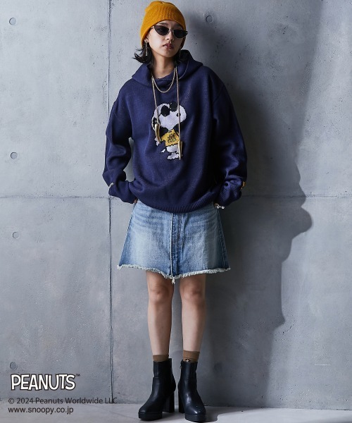 「PEANUTS」 プルオーバーパーカー 4L グレー レディース_画像9