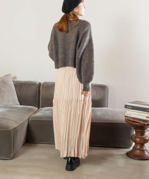 「hinari」 プリーツスカート FREE アイボリー レディース_画像2
