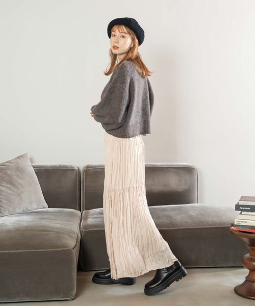 「hinari」 プリーツスカート FREE アイボリー レディース_画像7