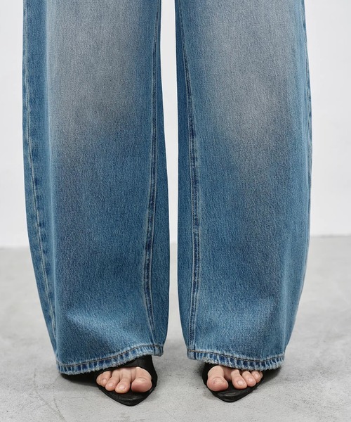 ワイドパンツ ジーンズ デニム デニムパンツ スラントシーム ワイドデニムパンツ EM26s054「EIGHTHMONTH」 レディース メンズの画像