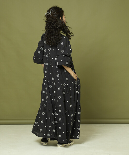 「Freada」 長袖ワンピース ONE SIZE ブラック レディース_画像3