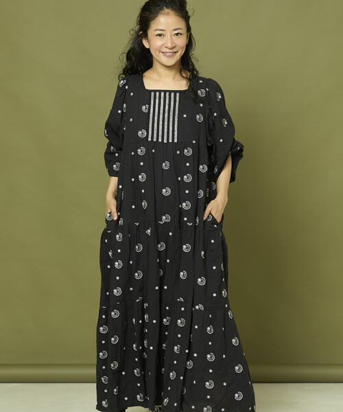 「Freada」 長袖ワンピース ONE SIZE ブラック レディース_画像5