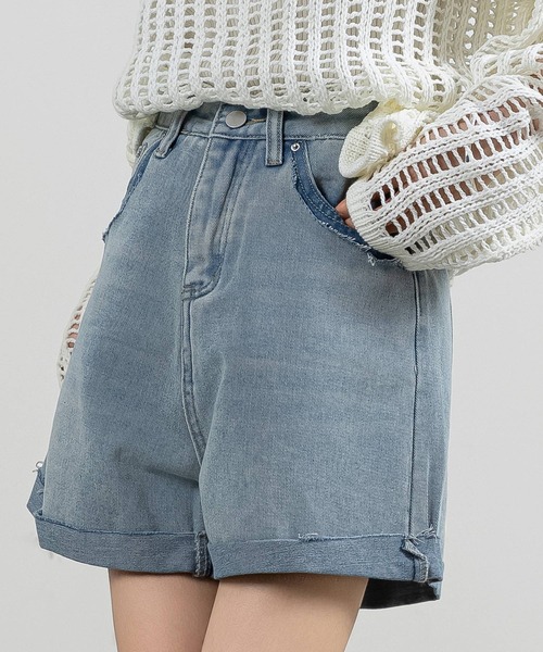 「DAY CLOSET」 デニムショートパンツ L ライトブルー レディース_画像3