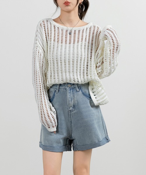 「DAY CLOSET」 デニムショートパンツ L ライトブルー レディース_画像5