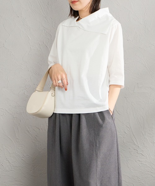 mizuiroind（ミズイロインド） tシャツ 半袖 アシンメトリーカラー 