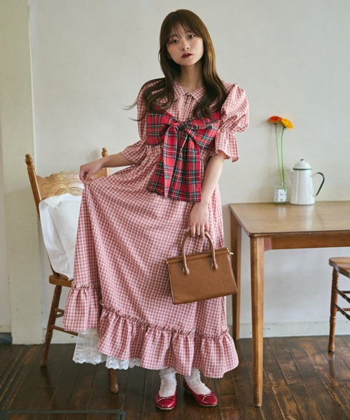 「kutir」 ニットワンピース LARGE レッド レディース_画像3