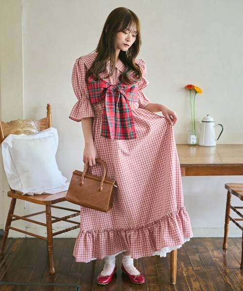 「kutir」 ニットワンピース LARGE レッド レディース_画像4