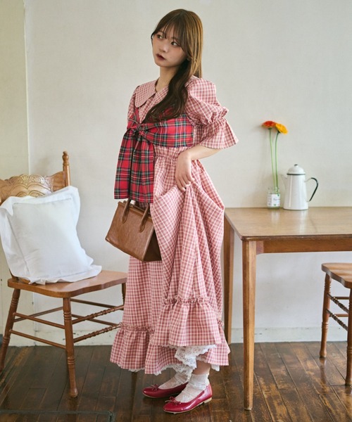 「kutir」 ニットワンピース LARGE レッド レディース_画像5
