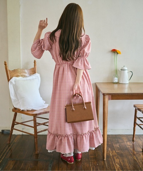 「kutir」 ニットワンピース LARGE レッド レディース_画像6
