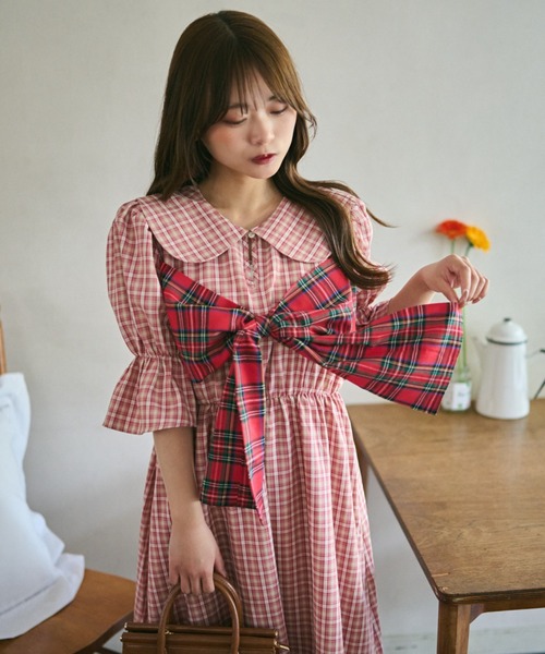 「kutir」 ニットワンピース LARGE レッド レディース_画像7