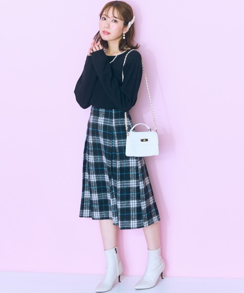 「marun」 フレアスカート 4L ブラック レディース_画像3