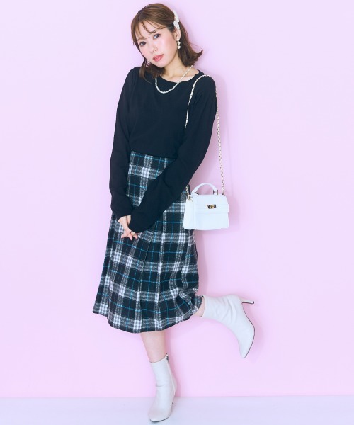 「marun」 フレアスカート 4L ブラック レディース_画像8