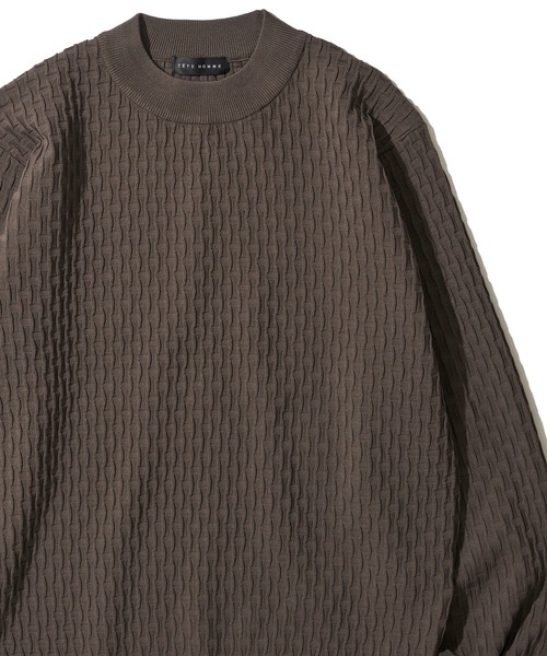 「TETE HOMME」 長袖ニット LL グレー メンズ_画像6
