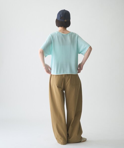 ニット セーター 「接触冷感/二の腕カバーも叶う」配色ラグラン半袖ニットTee レディース | CIAOPANIC TYPY | 07