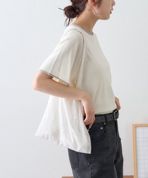 ニット セーター 「接触冷感/二の腕カバーも叶う」配色ラグラン半袖ニットTee レディース | CIAOPANIC TYPY | 15