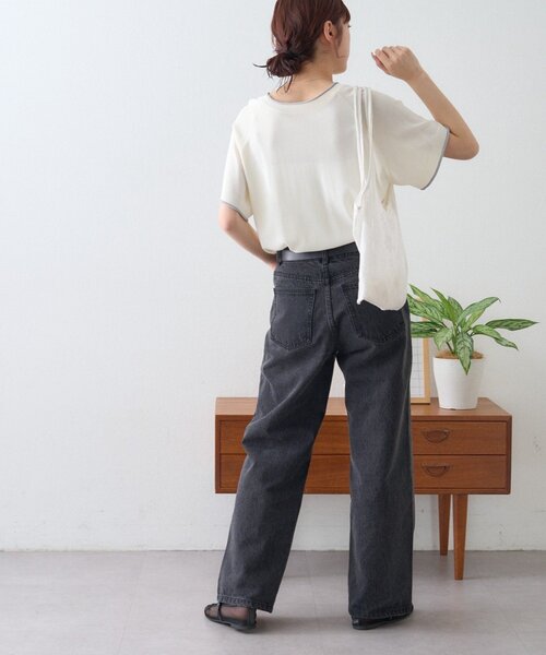 ニット セーター 「接触冷感/二の腕カバーも叶う」配色ラグラン半袖ニットTee レディース | CIAOPANIC TYPY | 17