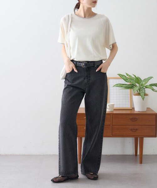 ニット セーター 「接触冷感/二の腕カバーも叶う」配色ラグラン半袖ニットTee レディース | CIAOPANIC TYPY | 18