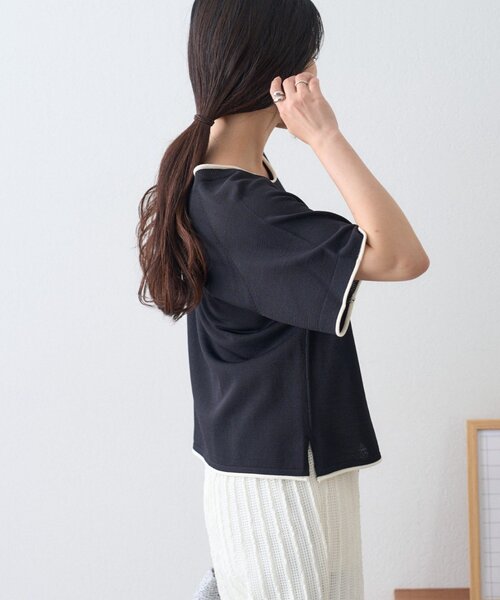 ニット セーター 「接触冷感/二の腕カバーも叶う」配色ラグラン半袖ニットTee レディース | CIAOPANIC TYPY | 23