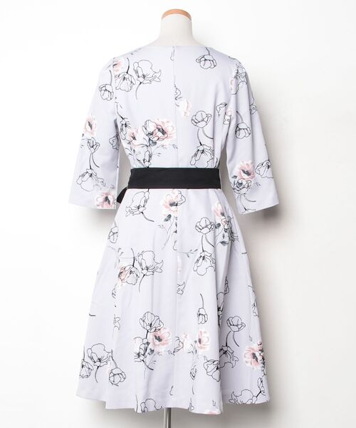 「Debut de Fiore」 花柄7分袖ワンピース 38 パープル レディース_画像2