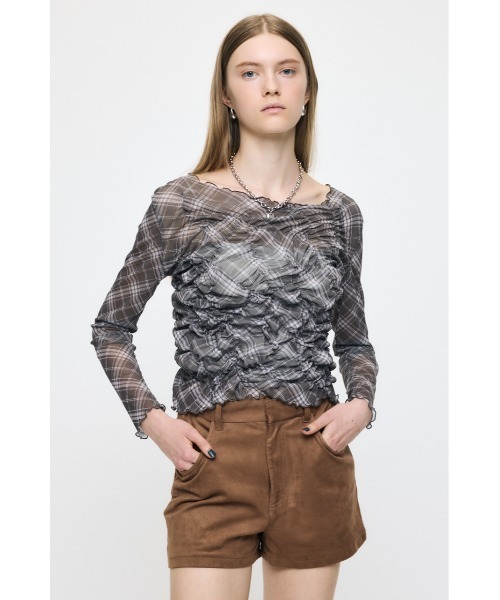 MOUSSY（マウジー） tシャツ 「26年AW新作」SHIRRING SHEER L/S T 