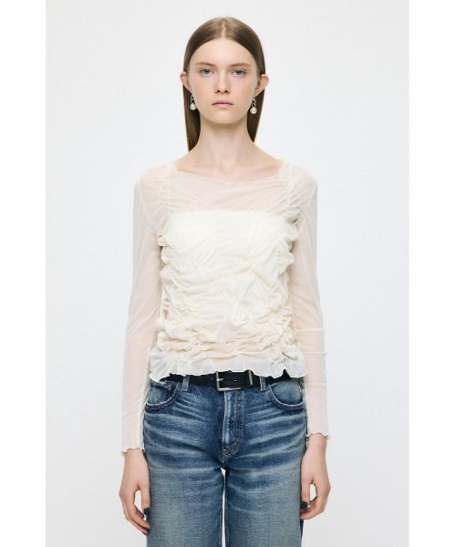 MOUSSY（マウジー） tシャツ 「26年AW新作」SHIRRING SHEER L/S T 