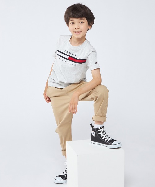   総柄 Tシャツ キッズ トミーヒルフィガー 男の子 TOMMY HILFIGER tシャツ BOYS エッセンシャルロゴロングスリーブ
