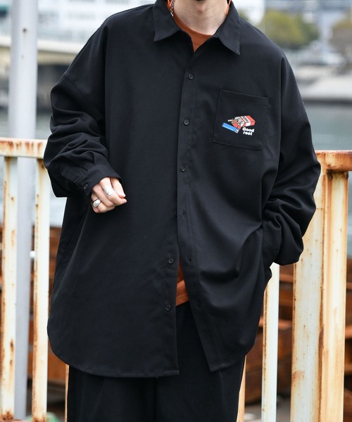 Perushu シャツ バックプリントオーバーシャツ メンズ レディース
