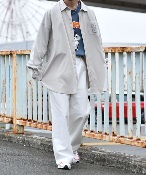 Perushu シャツ バックプリントオーバーシャツ メンズ レディース