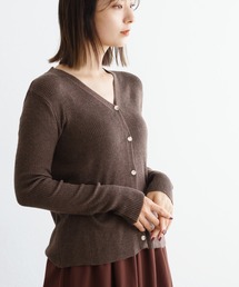 ZAKKA-BOX フード付きグレーカーディガン ZAKKA-BOX カーディガン Vネックリブカーディガン レディース