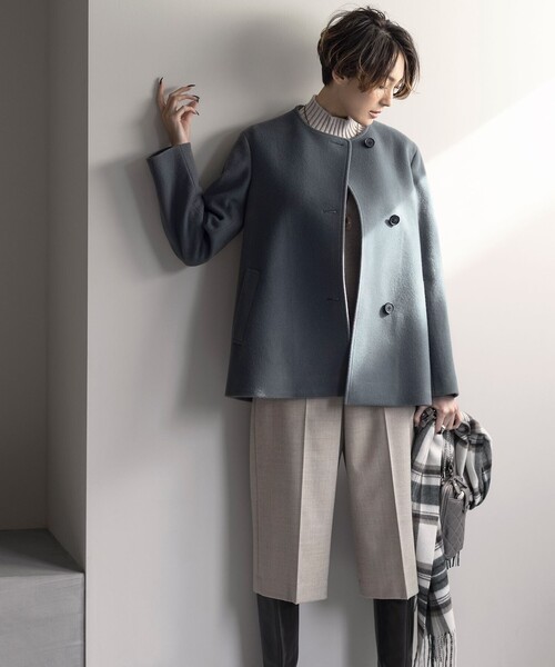 ノーカラーコート コート ショートビーバー レディース : ZOZOTOWN