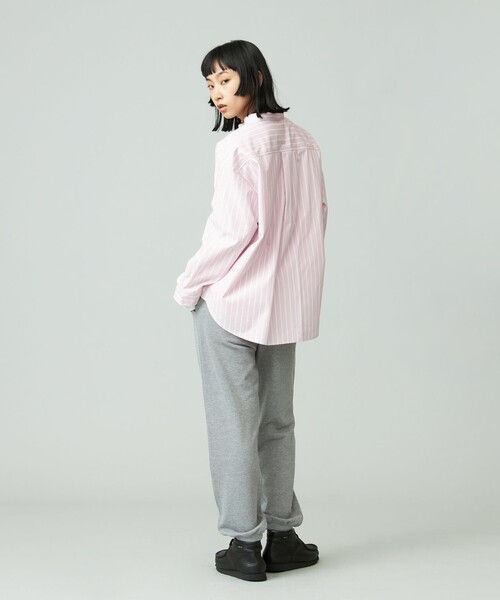 2023年度　J.PRESS LADIES ストライプ バンドカラー ブラウス 洗える】ストライプ バンドカラー ブラウス / J.PRESS LADIES S