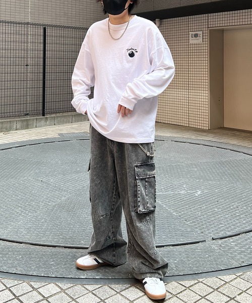 8LOOM ロゴワンポイントロング Tシャツ グレー フリーサイズ Champion CHAMPION チャンピオン ロンT 長袖 ワンポイントロゴ