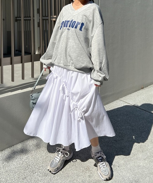 RICORRROBE リネンリボンスカート ホワイト×ブルーチェック M 新品タグ付き】【Lサイズ】ポロ ラルフローレン ギンガム