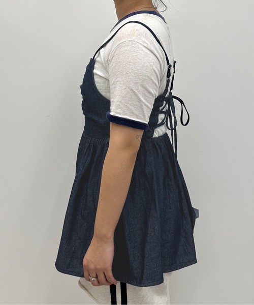 バックリボンデニムビスチェ バックリボンデニムビスチェ（WHITE） - PINUE