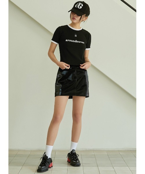 【boohoo】スエード調 ミニ スカート BR※送関込 ACOVER スカート A'GEM/9 × .kom 「ACOVER/オコボ」 Enamel Mini