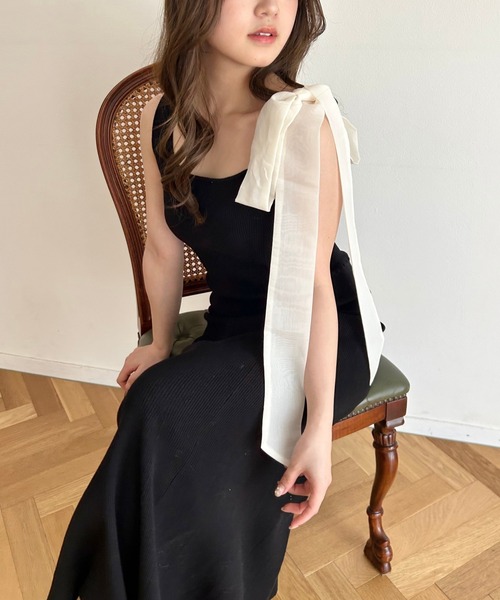 DEICY（デイシー） ワンピース ショルダーリボンニットワンピース