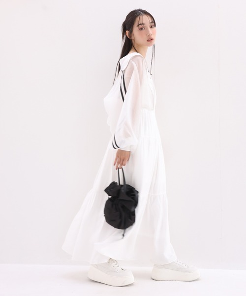 WHITE LINE - ◆WHITE LINE for girl MA-1 ブルゾン◆ホワイトライン FRAY I.D - MA1型ショートブルゾン (ホワイト) ポリエステル100