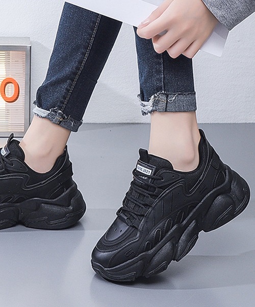 人気! 大人気 トミロゴLenka Lace-Up スニーカー Lace Ladies スニーカー ラウンドフォルム レースアップ 厚底