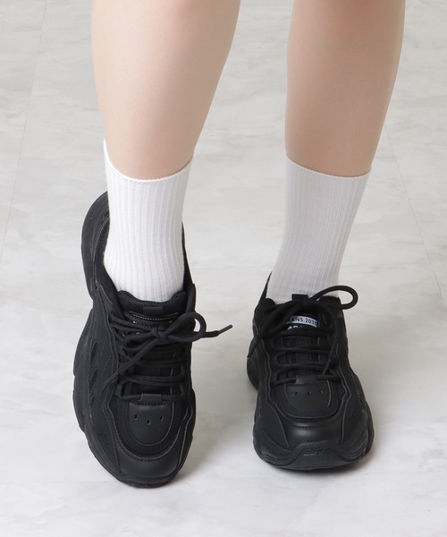 Lace Ladies スニーカー ラウンドフォルム レースアップ 厚底