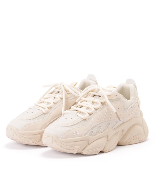 Lace Ladies スニーカー ラウンドフォルム レースアップ 厚底