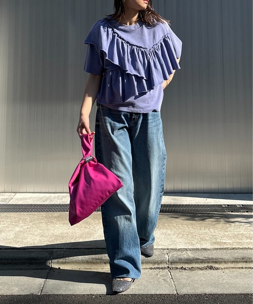 FLUMORフリル袖黒Tシャツ 肩フリル Tシャツ – Forest Tokyo
