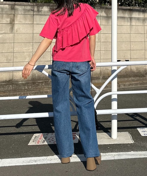 mi via loca tシャツ ピグメント アシンメトリーフリルTシャツ