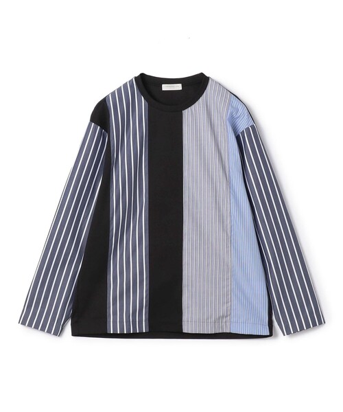 トゥモローランド　長袖　コットン シャツコンビ クルーネックプルオーバー TOMORROWLAND tシャツ コットン シャツコンビ クルーネックプル