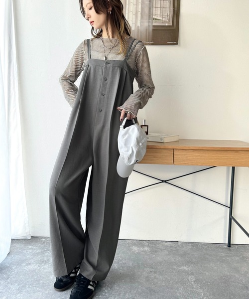 美品✨エブール オールインワン サロペット バンドカラー グレー classicalelf（クラシカルエルフ） オールインワン 大人のこなれ