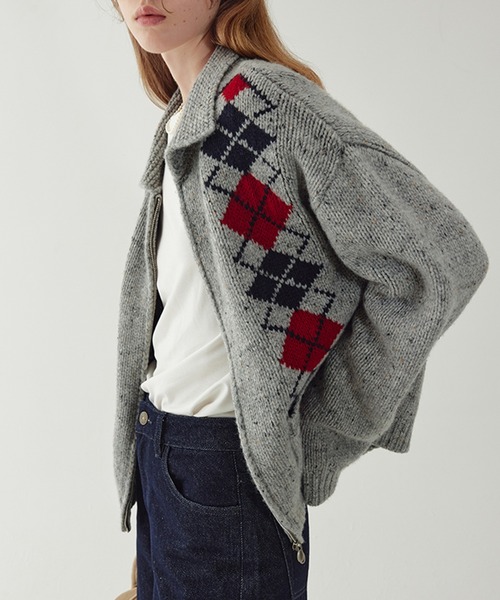 Fano Studios ダブルジップアーガイルウールニットカーディガン 【公式