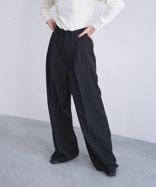 nearness スラックス パンツ ワイドストレートパンツ レディース