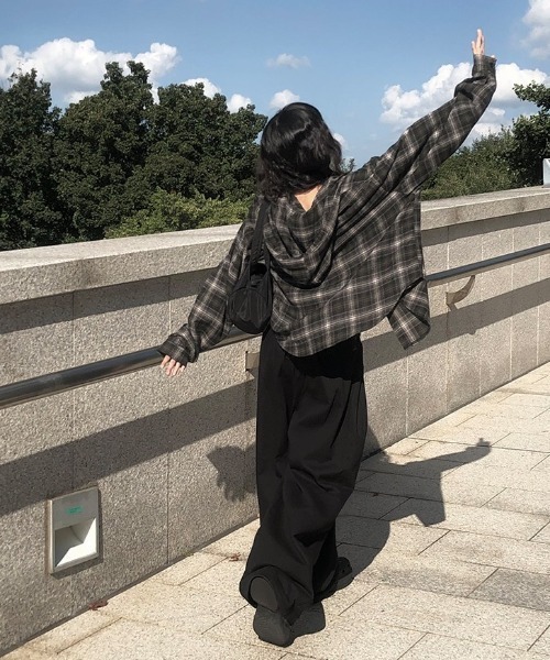 anyonemore ブラウス シャツ オーバーサイジングフード付き