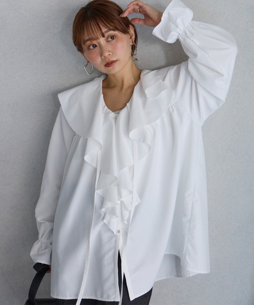 ブラウス シャツ 手洗い可 / フリルカラーブラウス レディース LAVEANGE ブラウス シャツ 「好機能シリーズ」接触冷感/UVカット